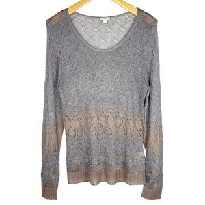 J. Jill Knit Mohair Blend Sweater Long Sleeve Gray Size Large